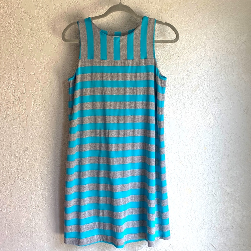 Susana Monaco Blue Gray Striped Dress Size L